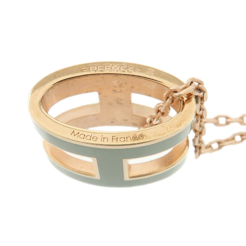 Hermes Pop H Pendant Chain Metal And Enamel Pink Rose_gold Bijoux