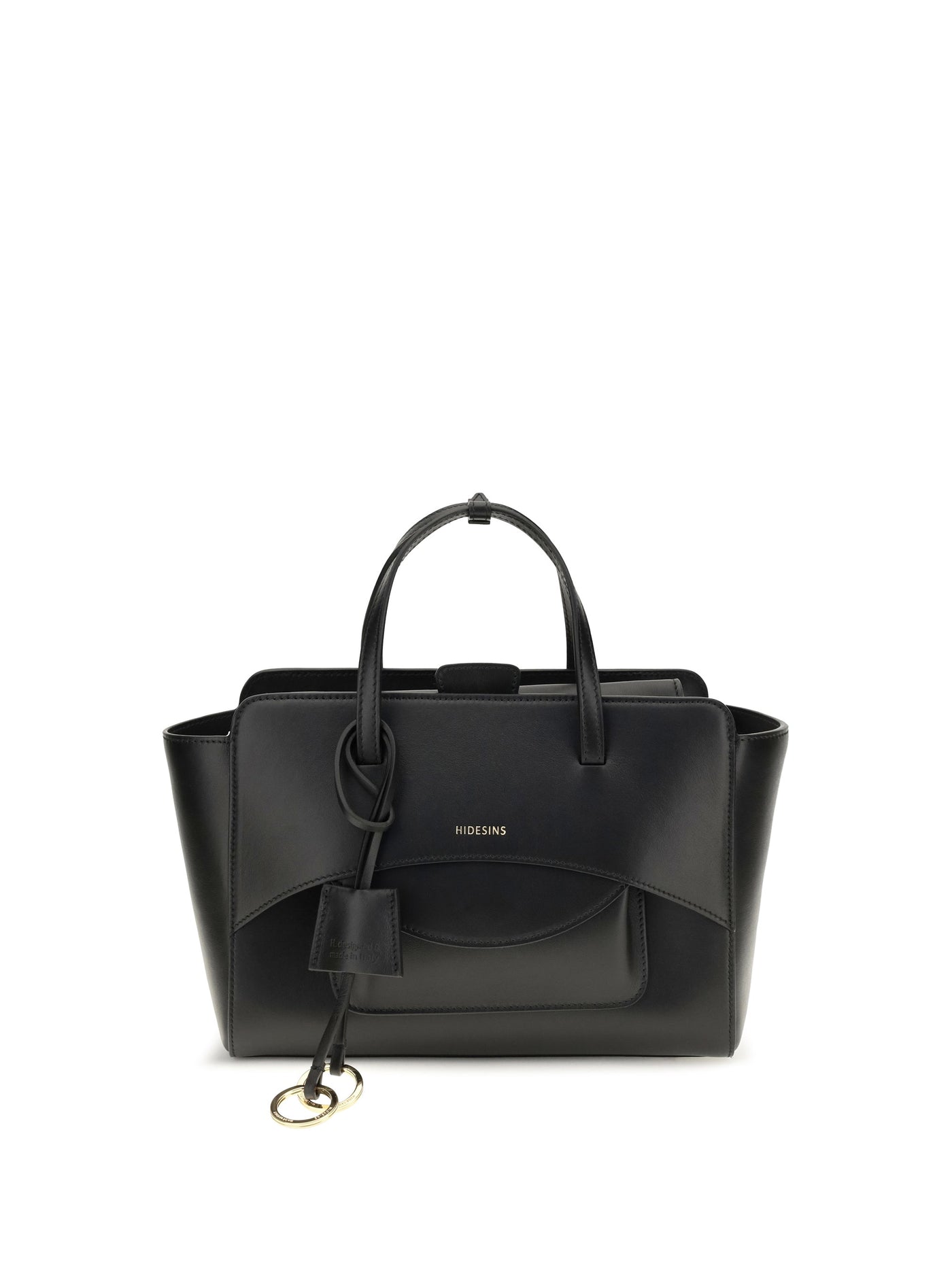 Hidesins Flap Top Handle Bag — Black Calf Leather Bos Taurus