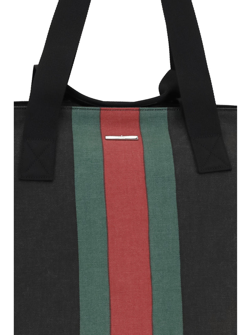 Gucci Web Tote Bag — Black Cotton