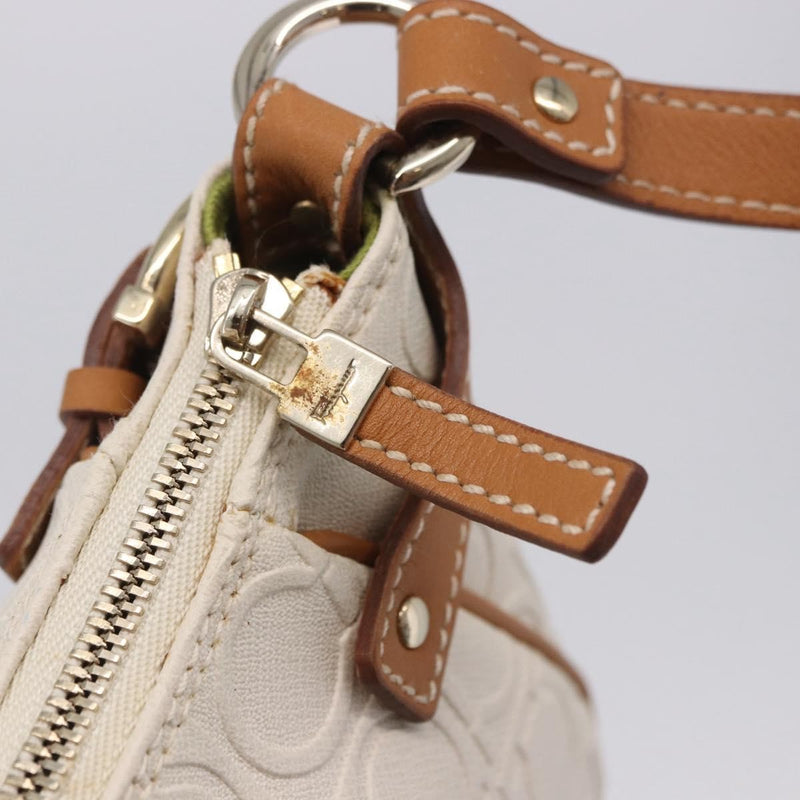 Salvatore Ferragamo Gancini Canvas And Leather White Bag
