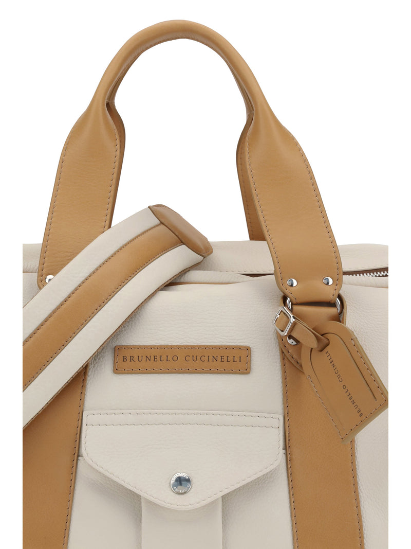 Brunello Cucinelli Street Travel Bag — Cream Calf Leather