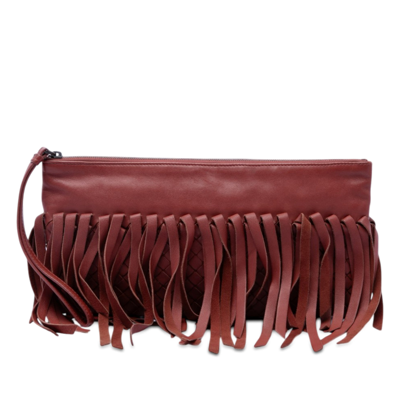 Lambskin Intrecciato Fringe Clutch - Image 1