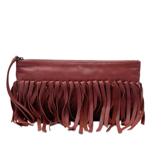 Lambskin Intrecciato Fringe Clutch - Image 1
