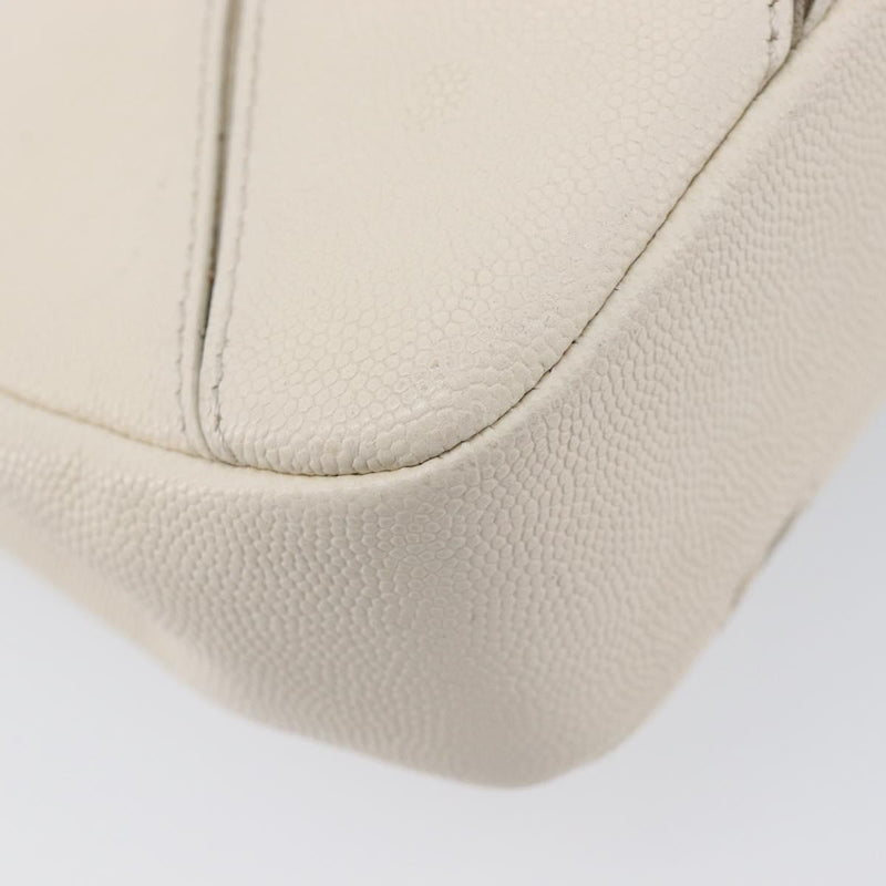 Chanel Macro Flap Chevron Caviar White Calfskin Bag