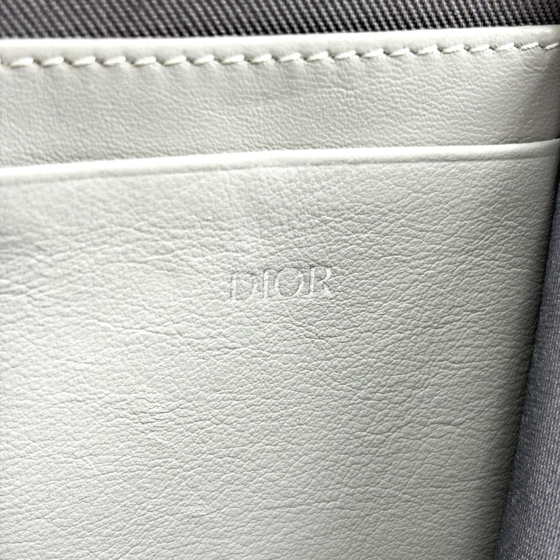 Christian Dior Double Zip Cd Diamond Coated Canvas Gray Bag