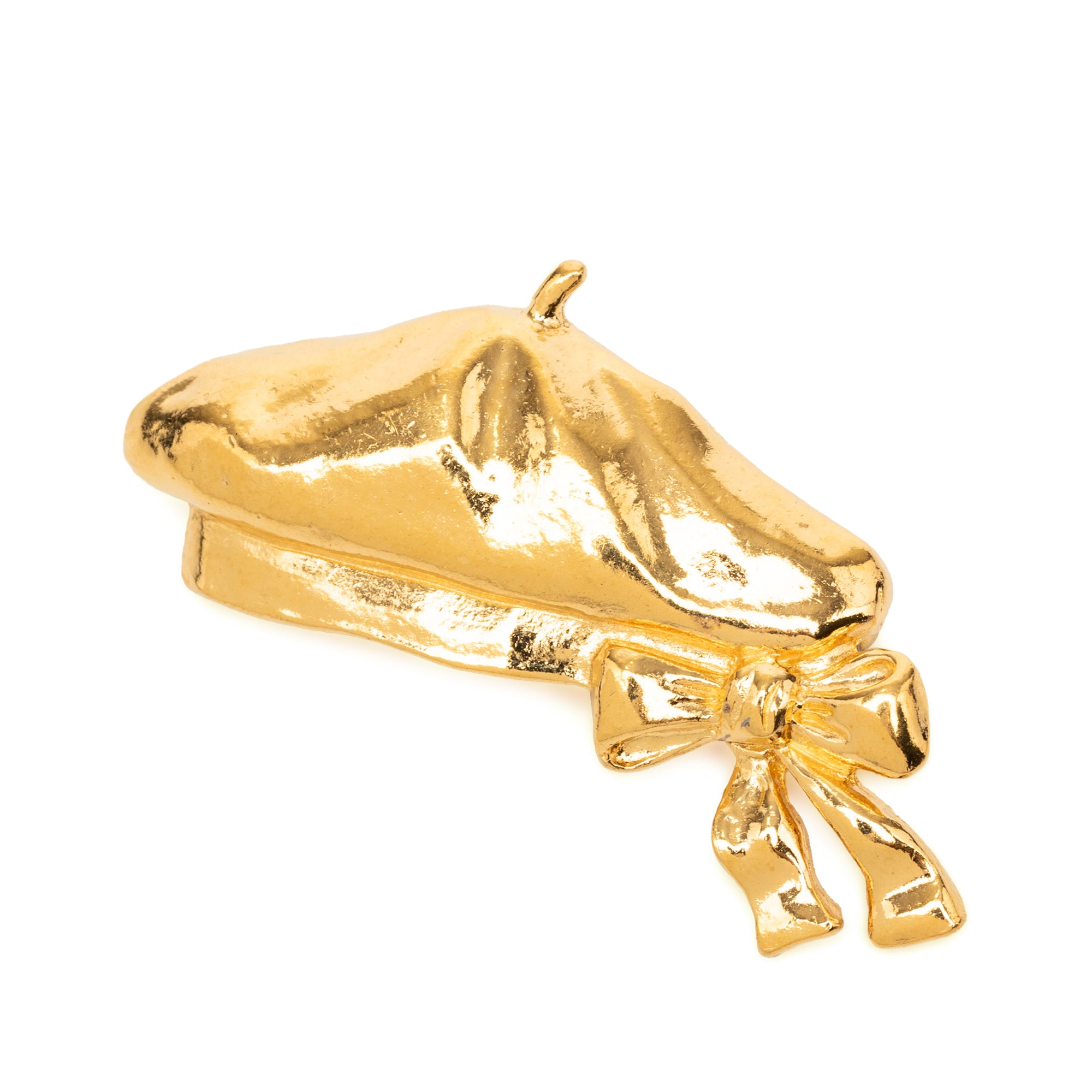 Gold Plated Beret Hat Brooch - Image 1