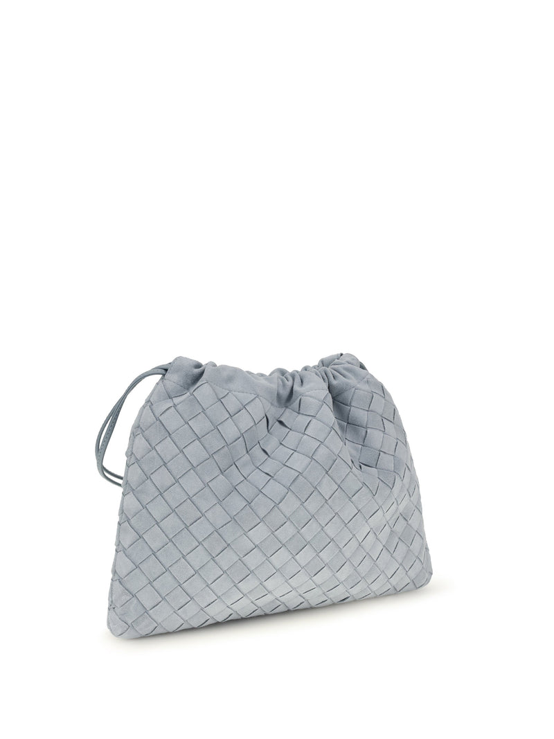 Bottega Veneta Pouch Clutch — Gray Calf Leather