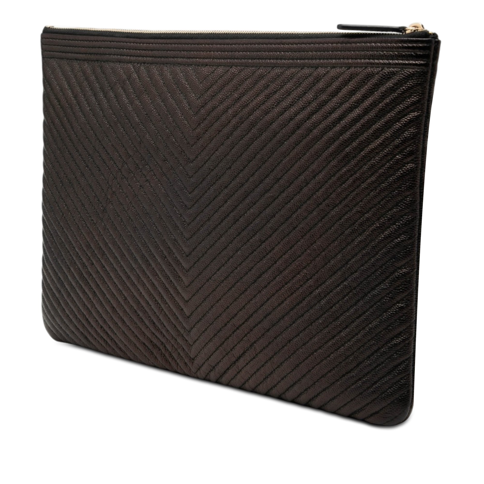 Large Chevron Iridescent Caviar Boy O Case Clutch - Image 2