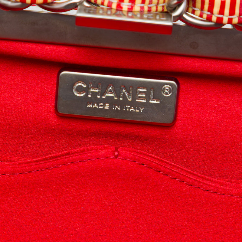 CC Patent Striped Chain Around Clutch - Image 5