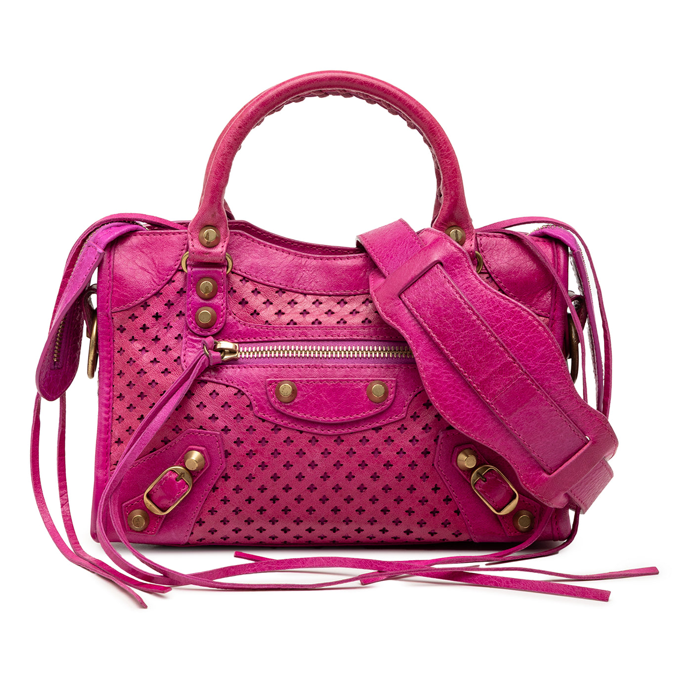 Mini Lambskin Motocross Stadio Laser Cut Cross Classic City Satchel - Image 1