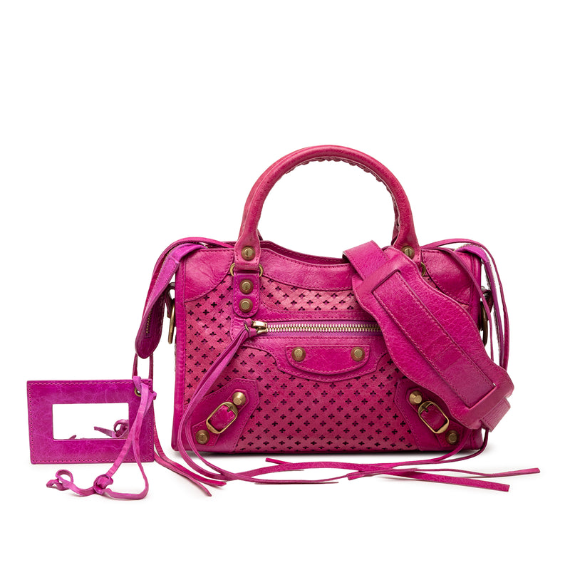Mini Lambskin Motocross Stadio Laser Cut Cross Classic City Satchel - Image 8