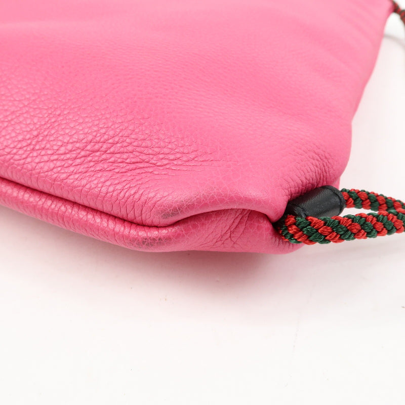 Gucci Logo Drawstring Printed Leather Pink Bag