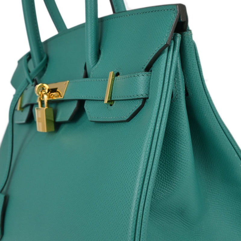 Hermes Birkin Green Epsom With Gold Hardware Leather Bag