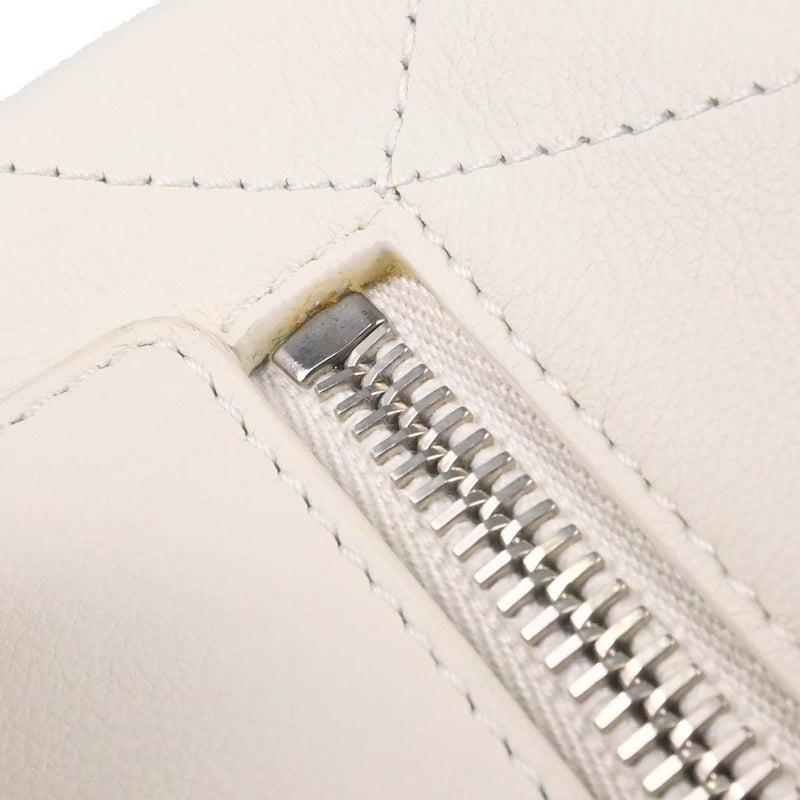 Chanel Cc Top Handle Bucket Stitched Calfskin White Leather Bag
