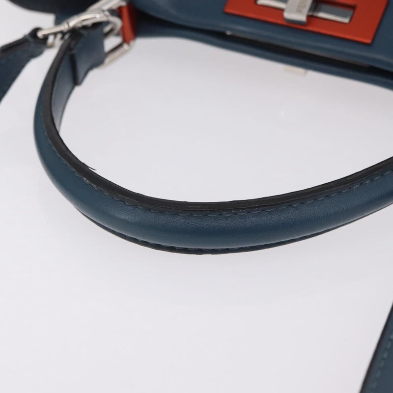Fendi Peekaboo Ruffled Leather Blue Bag