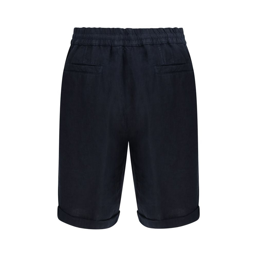 Blue Linen Bermuda Shorts