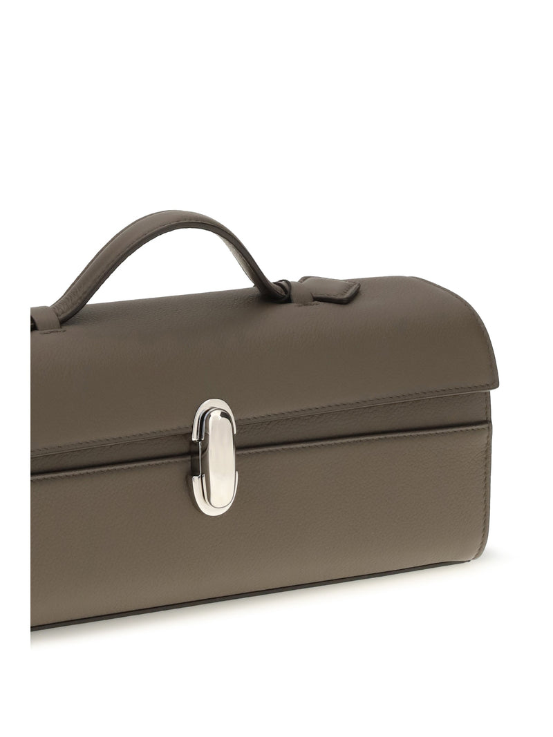 Savette Slim Symmetry Clutch — Gray Calf Leather