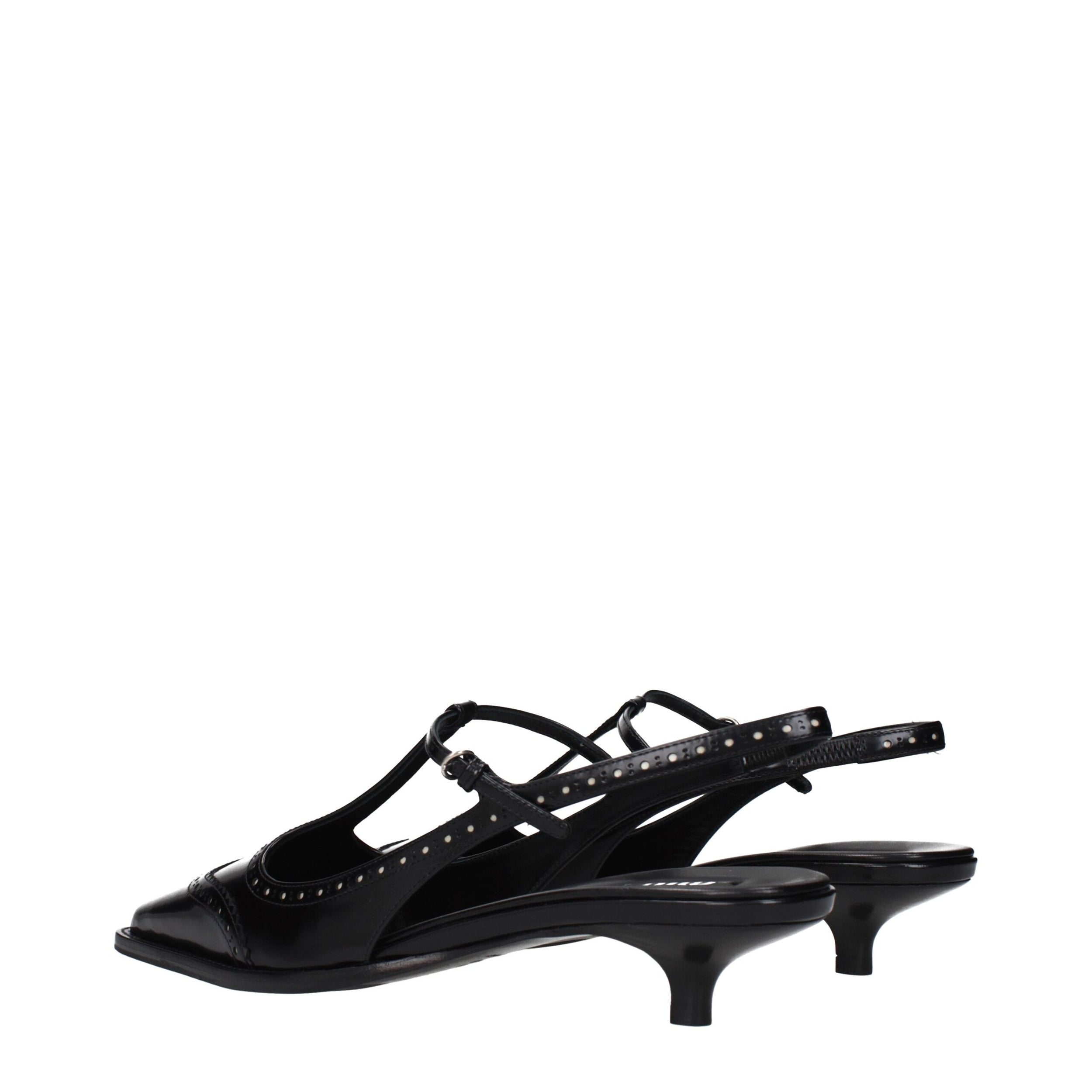 Black Leather Mid Heel Pumps