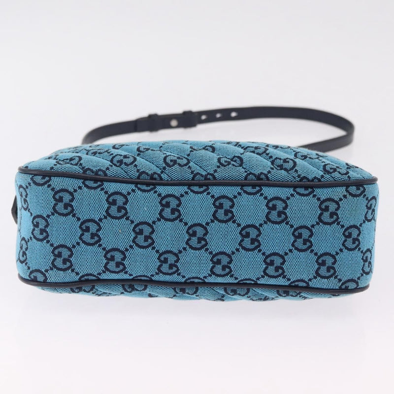 Gucci Gg Marmont Multicolor Diagonal Quilted Canvas Blue Bag