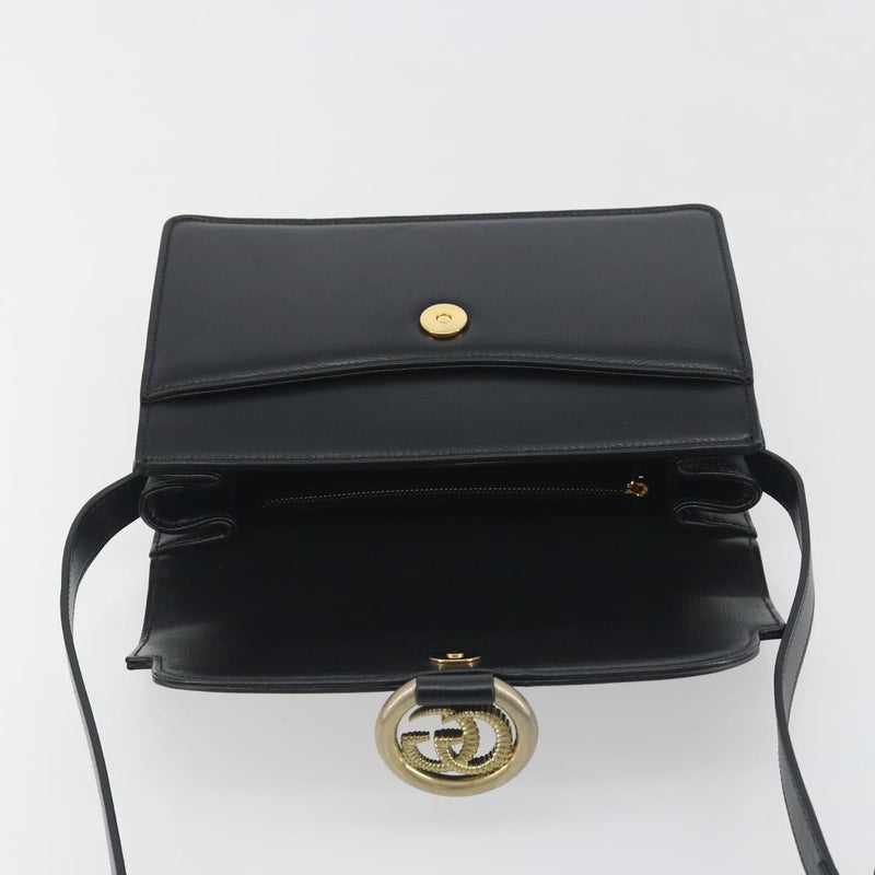 Gucci Gg Ring Leather Black Bag