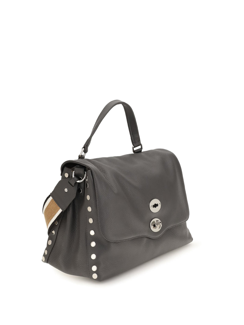 Zanellato Hammered Calf Leather Top Handle Bag — Gray Bos Taurus