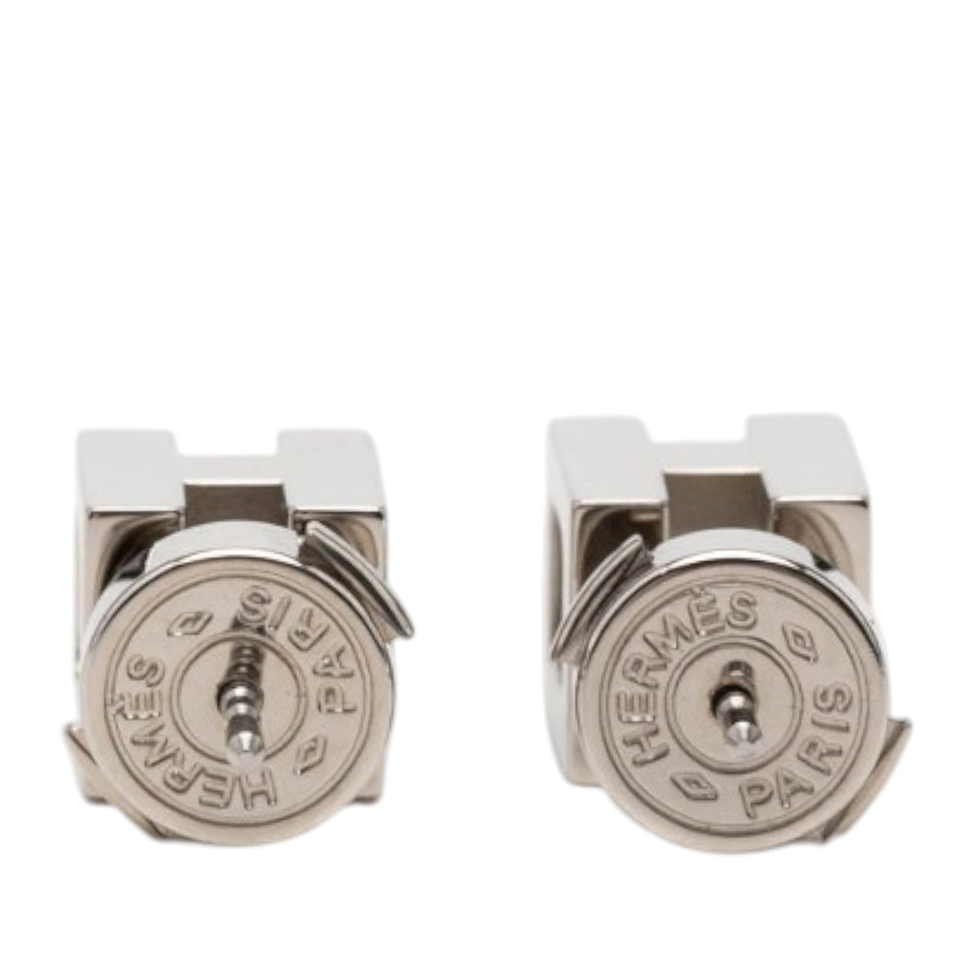 Palladium Plated Cage dH Cube Push Back Earrings - Image 2