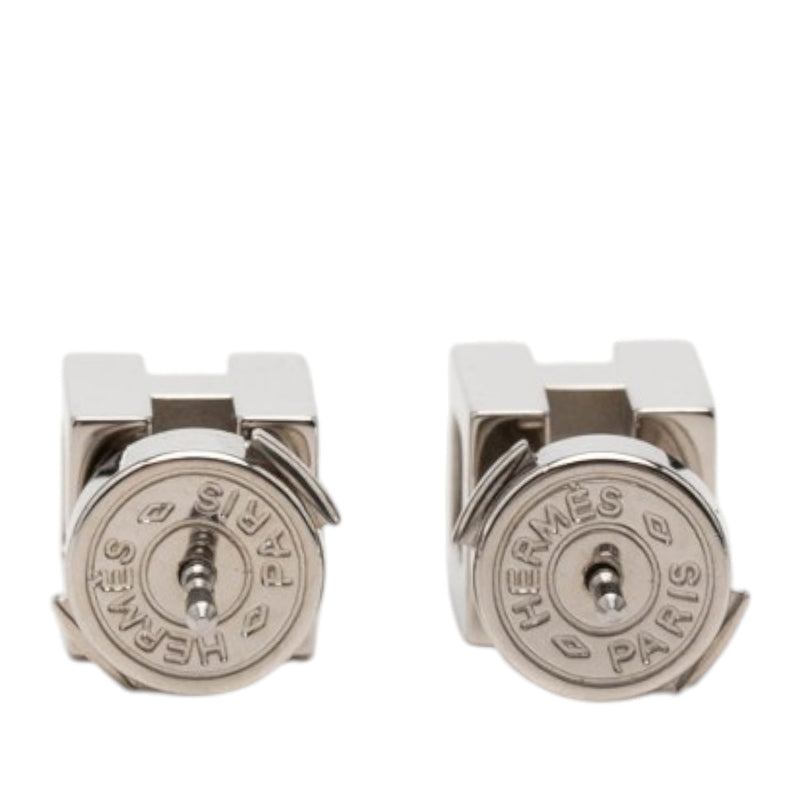 Palladium Plated Cage dH Cube Push Back Earrings - Image 2