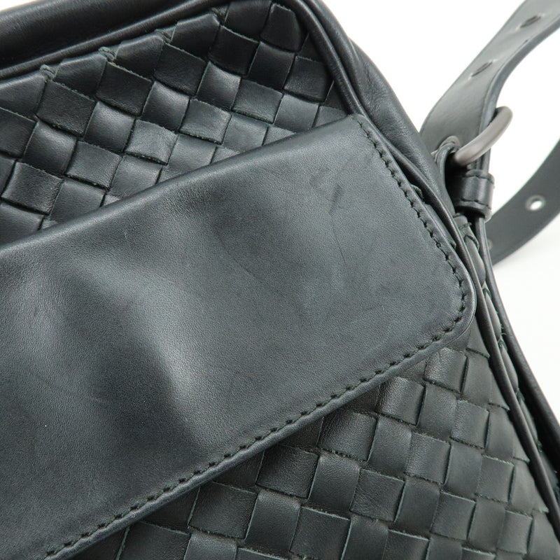 Bottega Veneta Front Pocket Messenger Intrecciato Nappa Black Leather