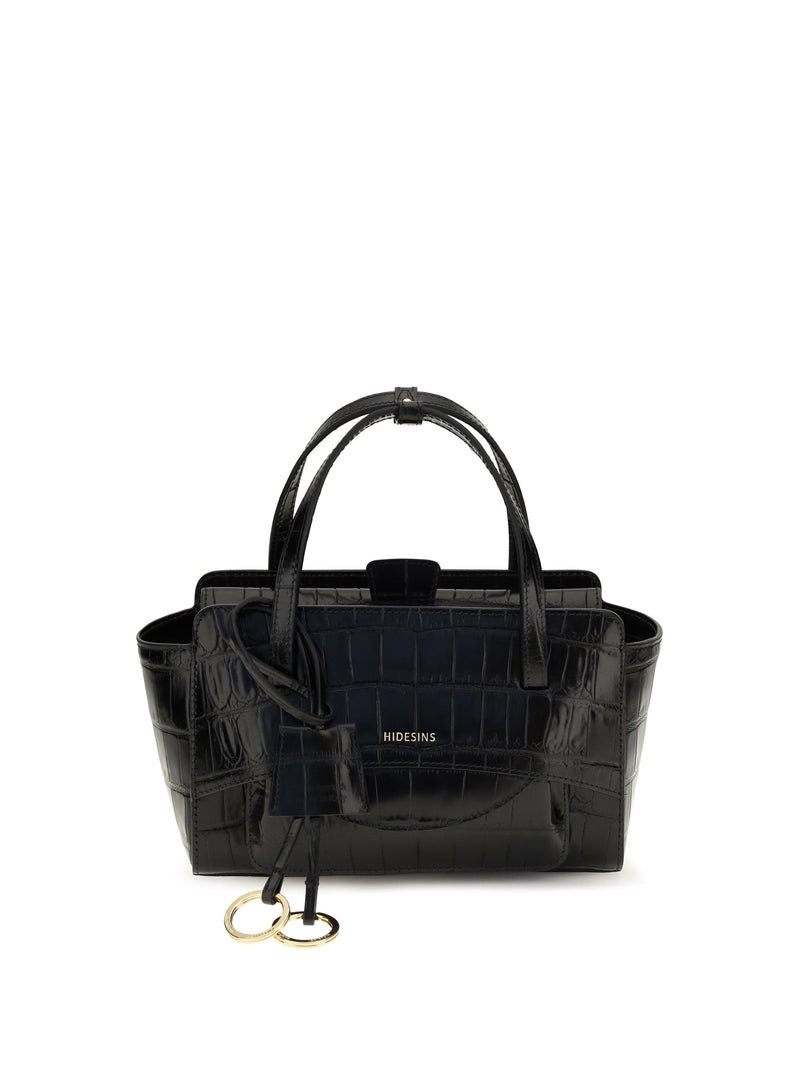 Hidesins Crocodile-Embossed Calfskin Shoulder Bag — Black Calf Leather