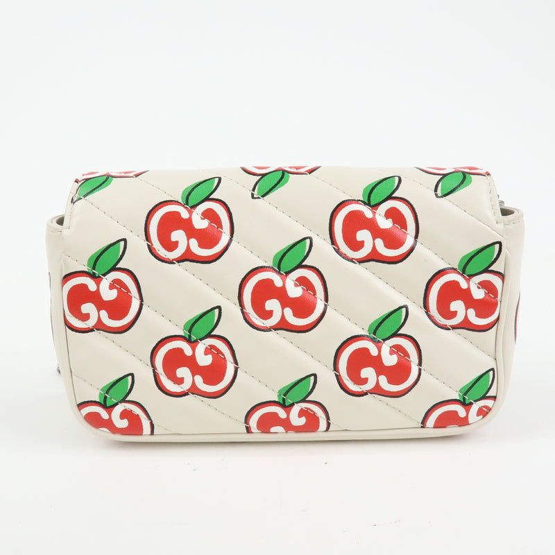 Gucci Gg Marmont Flap Printed Diagonal Quilted Leather White Bag
