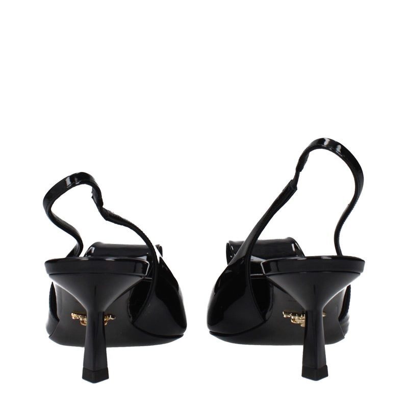 Black Leather Stiletto Heel Sandals