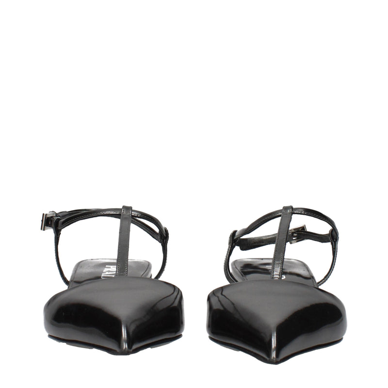 Gray Leather Flat Sandals