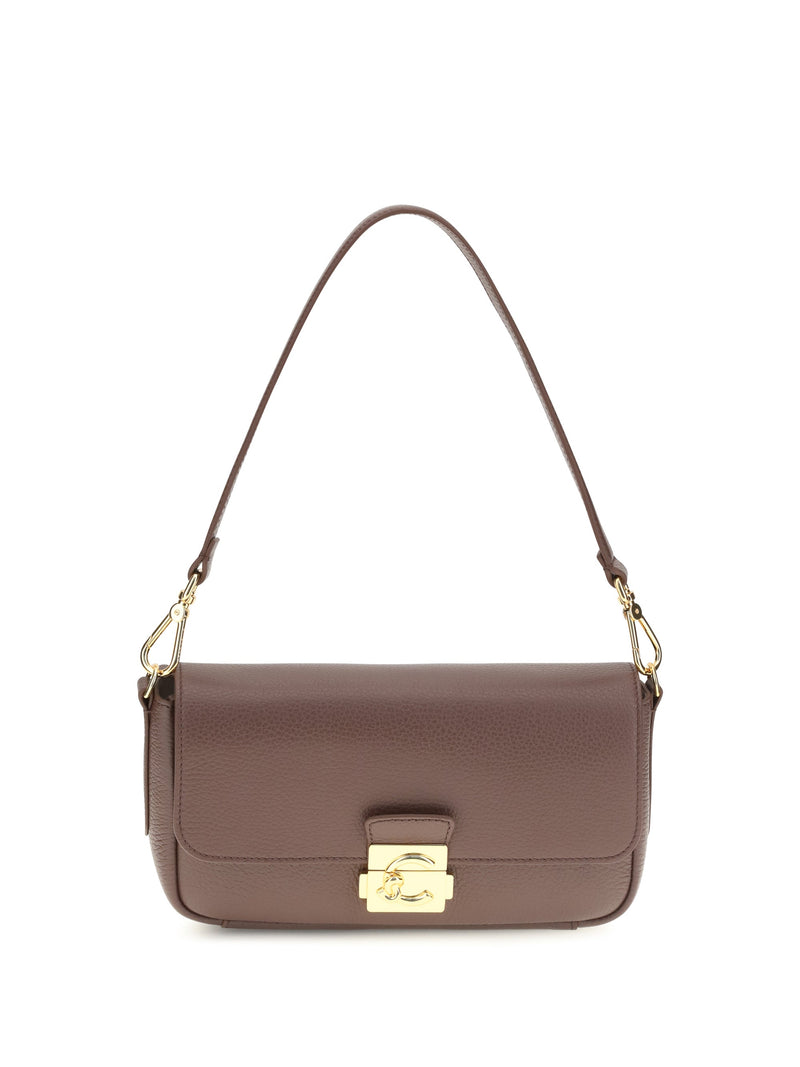 Coccinelle C-Me Lock Shoulder Bag — Brown Calf Leather (bos Taurus)