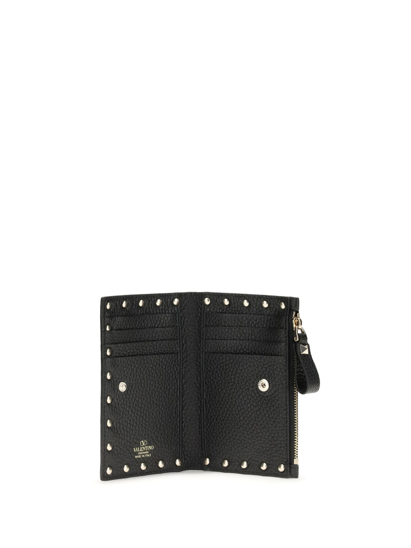 Valentino Garavani Rockstud Card Case — Black Calf Leather Wallets & Purses