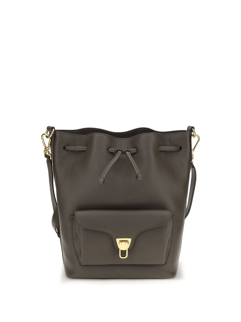Coccinelle Bucket Bag — Gray Calf Leather