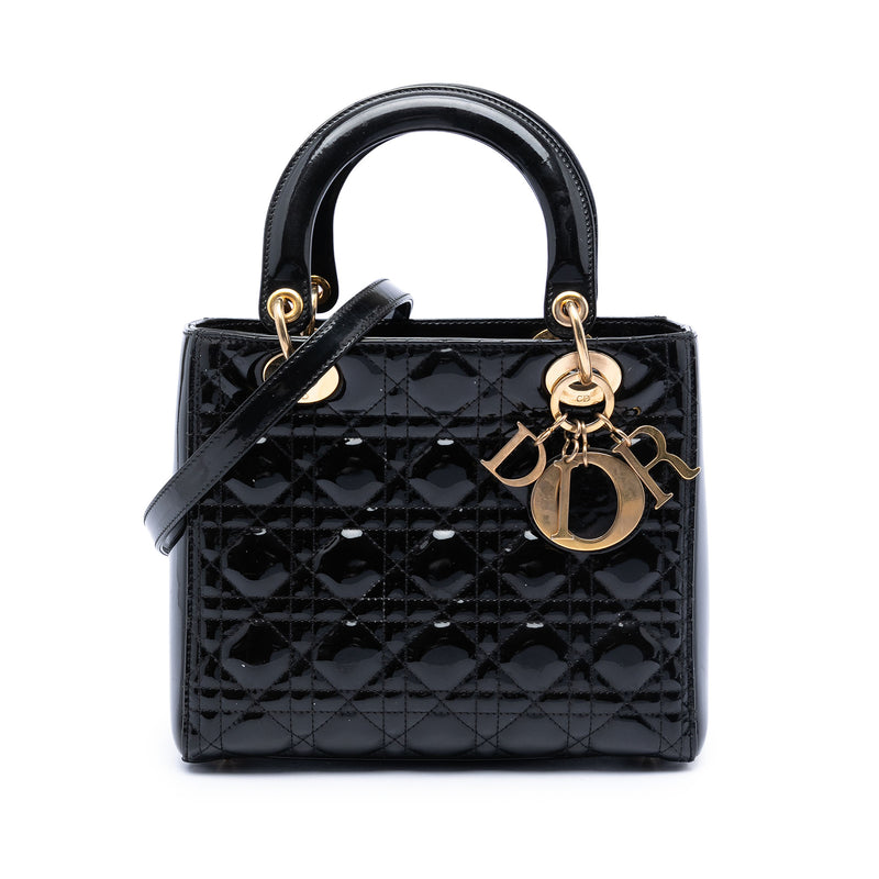 Medium Patent Cannage Lady Dior