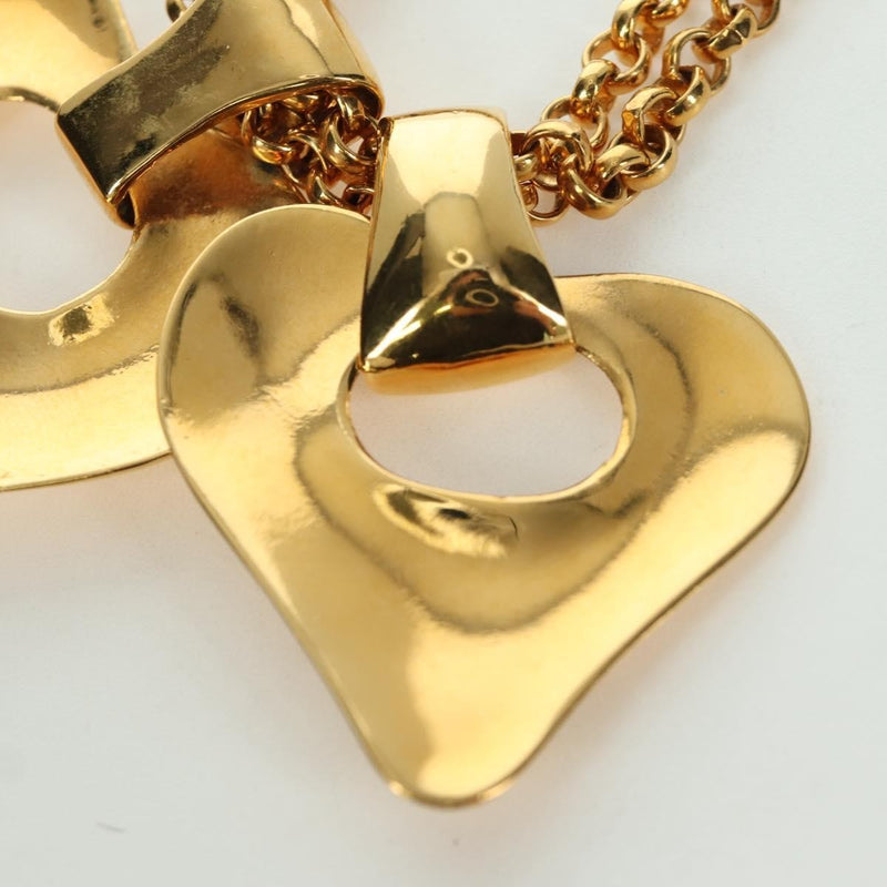 Chanel Vintage Cc Heart Pendant Long Metal Gold Bijoux