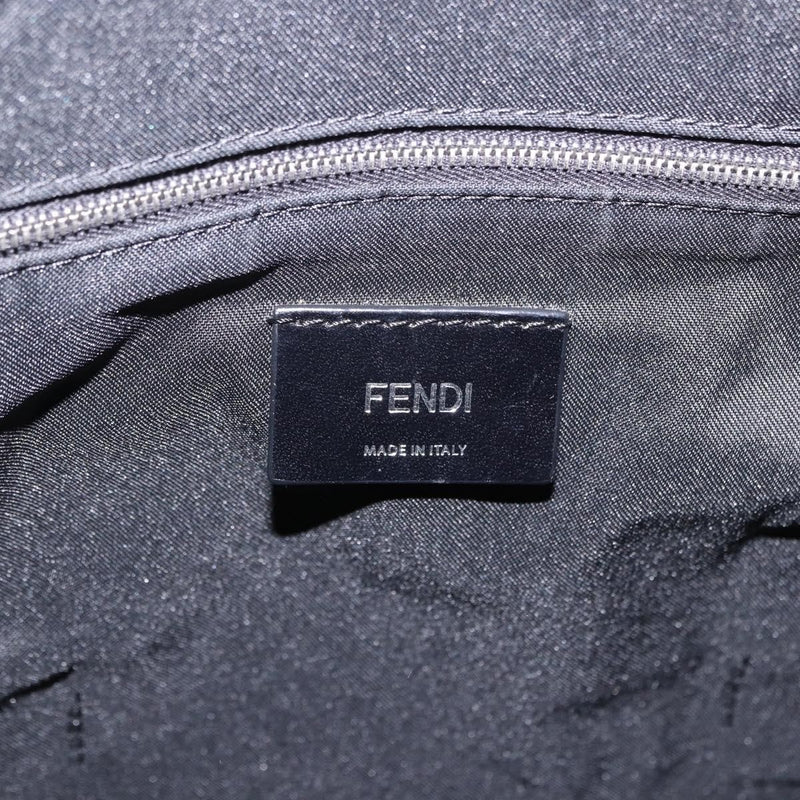 Fendi Fiend Nylon With Printed Leather Black Bag