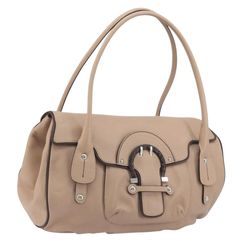 Salvatore Ferragamo Gancini Leather Beige Bag