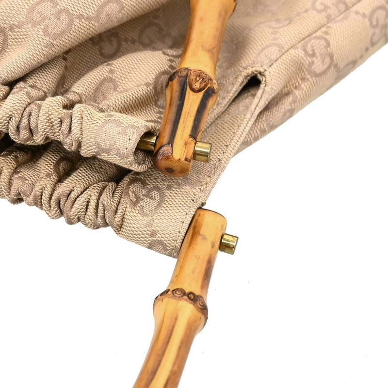 Gucci Bamboo Frame Satchel Gg Canvas Beige