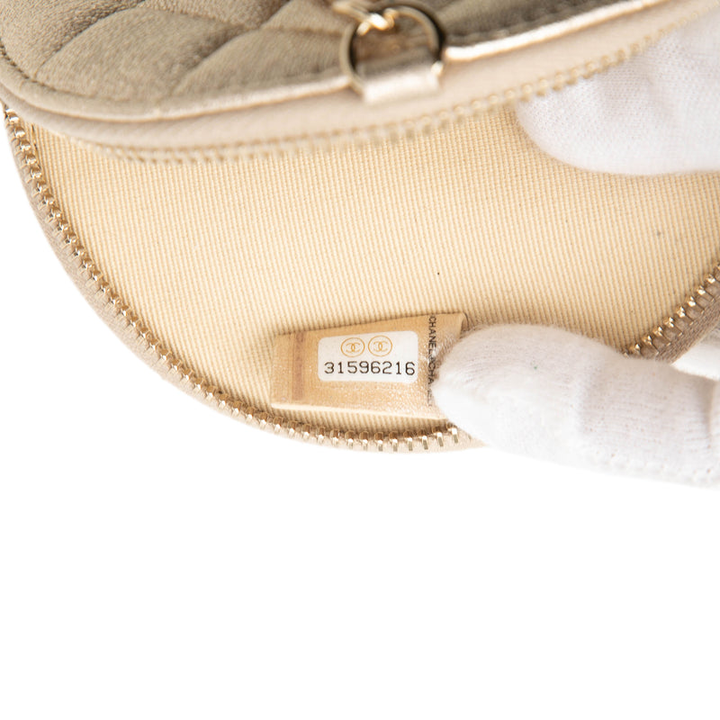 Mini CC Metallic Lambskin Camellia Bouquet Round Zip Coin Pouch - Image 6