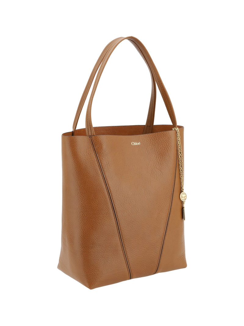 Chloé Spin Shoulder Bag — Brown Calf Leather