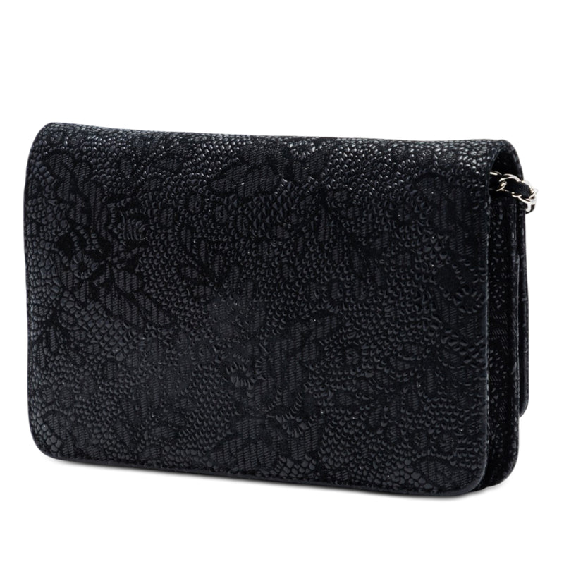 CC Lace Overlay Goatskin Wallet On Chain - Image 2