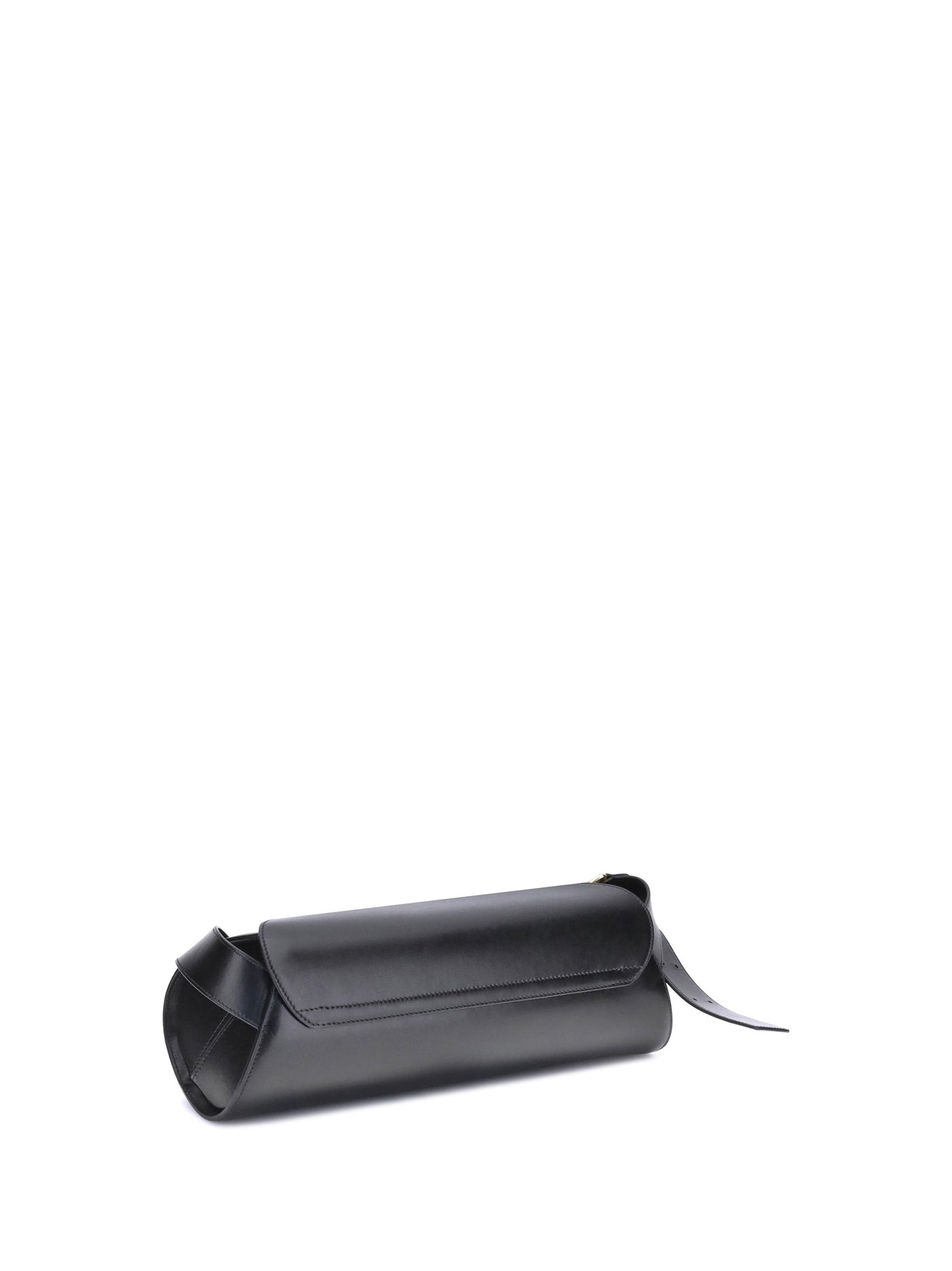 Jil Sander Cannolo Shoulder Bag — Black Calf Leather