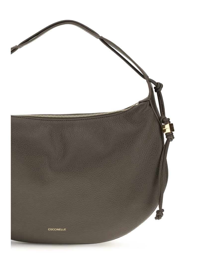 Coccinelle Thess Shoulder Bag — Gray Calf Leather Bos Taurus