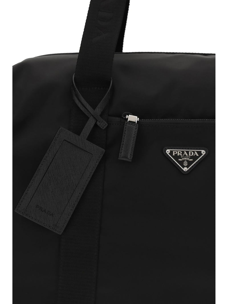 Prada Re-Nylon And Saffiano Leather Top Handle Bag — Black