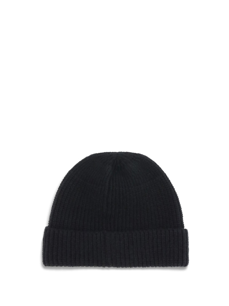 Prada 2hc4263im Logo-Plaque Ribbed Wool Beanie — Black Beanies