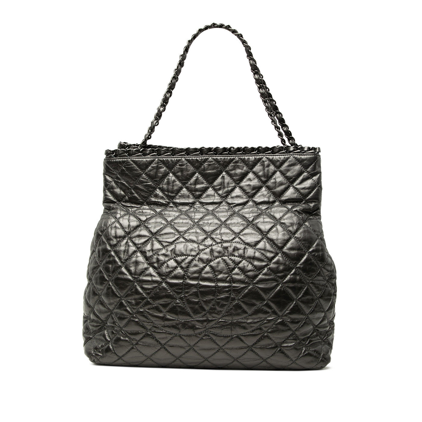Large Glazed Calfskin Quilted Chain Me Tote - Image 1