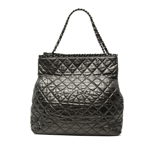 Large Glazed Calfskin Quilted Chain Me Tote - Image 1