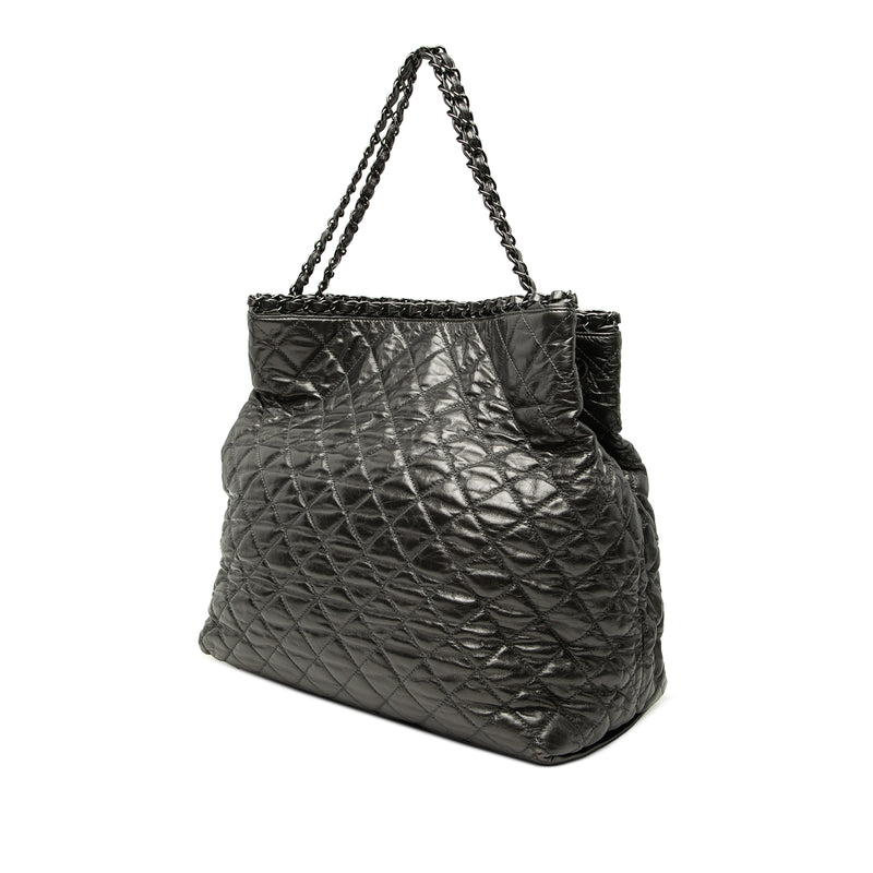 Large Glazed Calfskin Quilted Chain Me Tote - Image 2